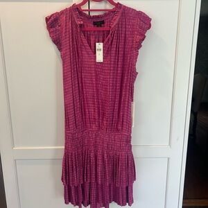 Current Air Raspberry Tiered V-Neck Mini Dress
